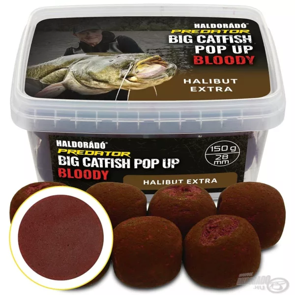 Haldorádó Catfish Pop Up 28mm Bloody Halibut Extra Appât flottant pour silure 200gr