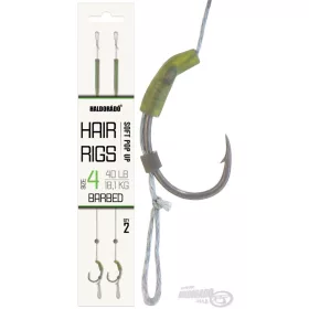   Haldorádó Soft Pop Up Hair Rigs 4 Hameçons Barbés Pré-montés pour Bouillettes 2pcs