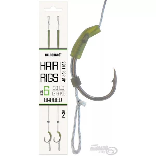 Haldorádó Soft Pop Up Hair Rigs 6 Hameçons Barbés Pré-montés pour Bouillettes 2pcs