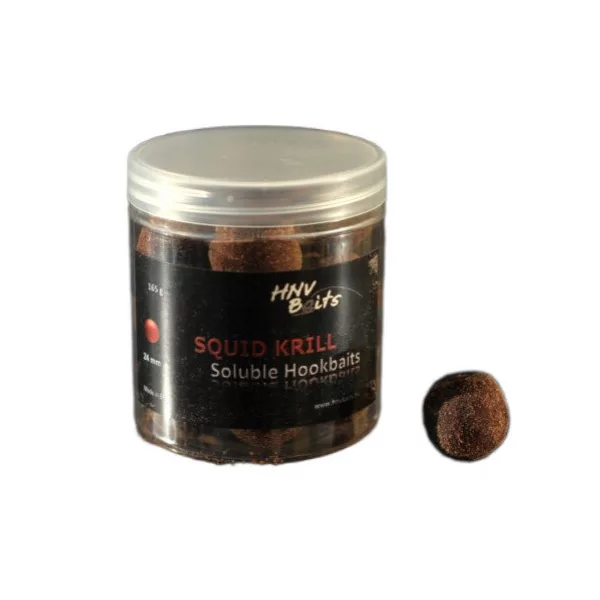 HNV Baits Squid Krill Soluble Hookbaits 24mm Bouillettes Solubles Hameçon 165gr