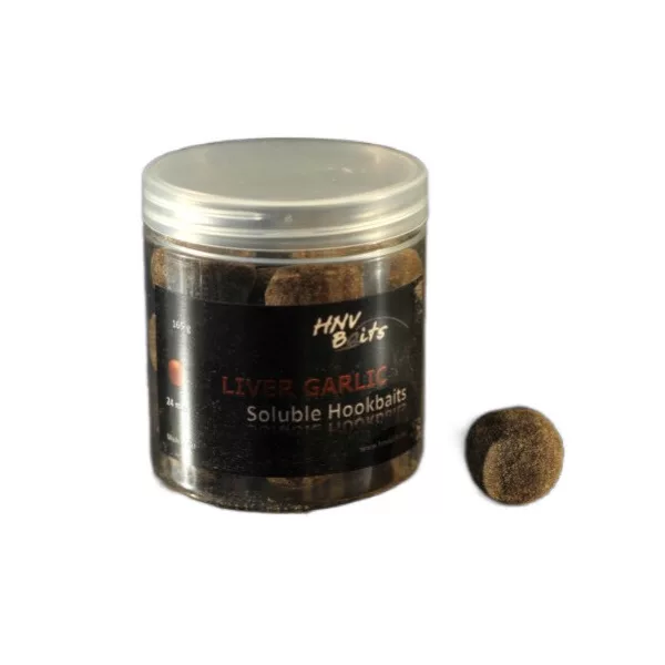 HNV Baits Liver Garlic Soluble Hookbaits 24mm Bouillettes Solubles Hameçon 165gr