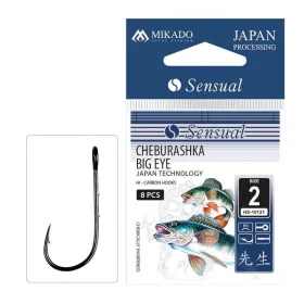   Mikado Cheburashka Big Eye 10 Hameçon simple à œillet, barbelé pour poissons prédateurs 10pcs