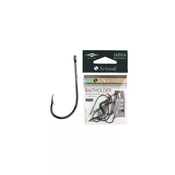 Mikado Sensual Baitholder 1 Marron Hameçon à œillet barbelé simple pour poissons carnassiers 10 pcs