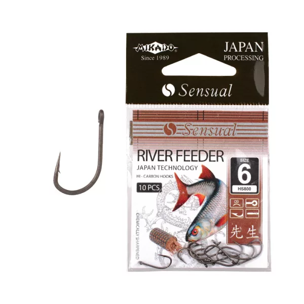 Mikado River Feeder 6 à œillet, hameçon de carpe avec ardillon 10 pièces