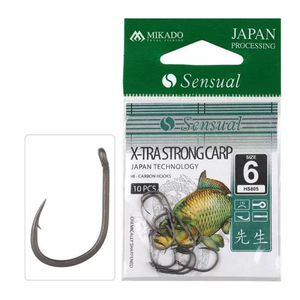 Mikado Xtra Strong Carp 16 Hameçon à carpe barbelé, à œillet, 10 pièces