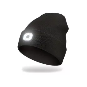EnergoTeam Bonnet Tricoté Rechargeable Avec Lampe Led Noir