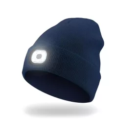   EnergoTeam Bonnet Tricoté Rechargeable Avec Lampe Led Bleu Foncé