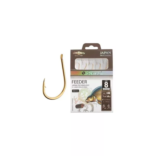 Mikado Sensual Feeder Hameçon pré-monté à ardillon avec plaquette dorée 8 10 pièces