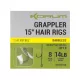Korum Grappler Hair Rigs 38cm 8 Hameçon monofil prémonté à œillet sans ardillon