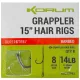 Korum Grappler Hair Rigs 38cm 12 Hameçon monofil prémonté à ardillon et à œillet