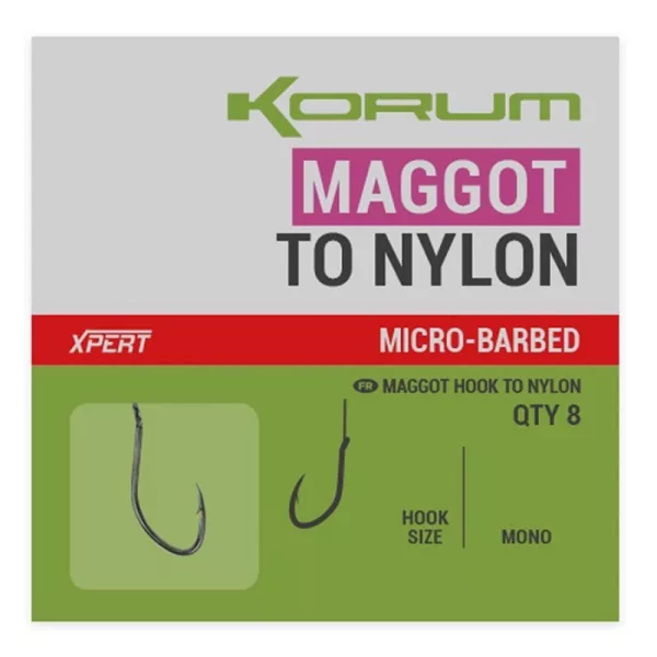 Korum Xpert Maggot Hooks To Nylon Hameçon à ardillon pré-monté en monofilament 12