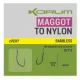 Korum Xpert Maggot Hooks To Nylon Hameçon sans ardillon pré-monté en monofilament 16