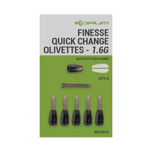 Korum Finesse Quick Change Olivettes Plomb de Flotteur à Changement Rapide 1,6g