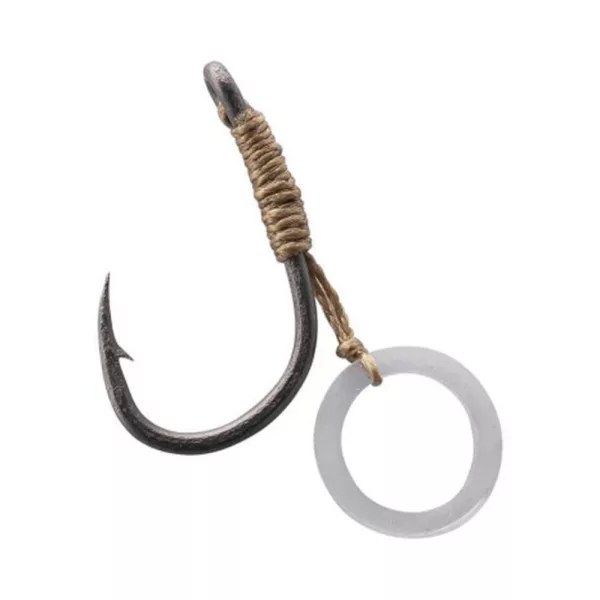 Korum Banded Hook Hairs 8 Hameçons à cheveux avec ardillon et œillet pour bouillettes avec anneau à pellets 5pcs