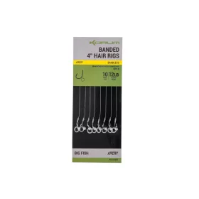   Korum Banded Hair Rigs 8 Hameçon Monté Monofilament Barbelé, à Boucle 8 pièces
