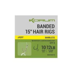   Korum Banded Hair Rigs 10 Hameçon Monté Monofilament Sans Ardillon, à Boucle 8 pièces