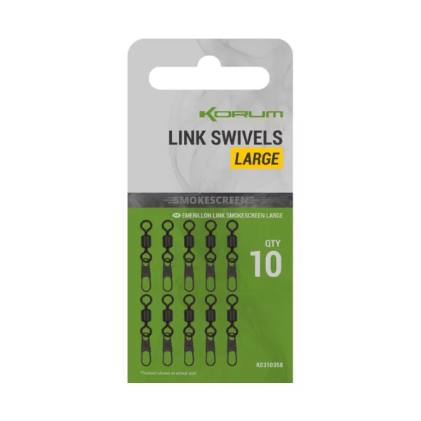 Korum Smokescreen Link Swivels Large Emerillons à Clip 10pcs