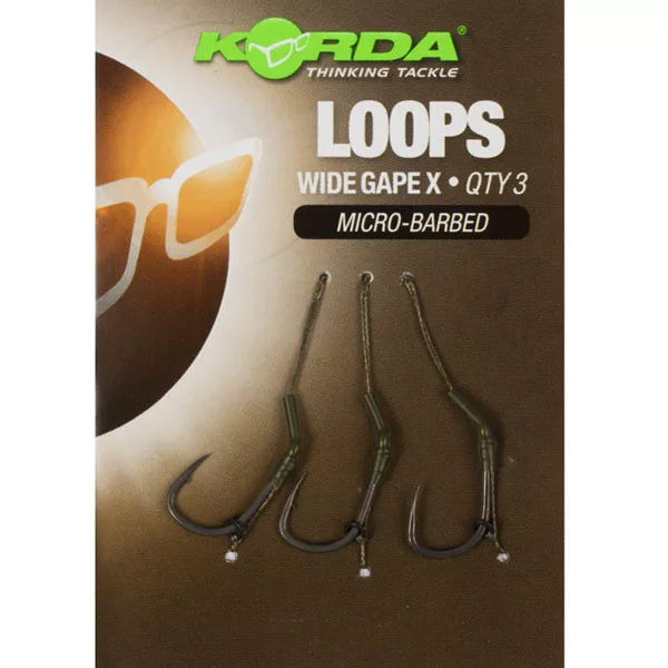 Korda Loop Rigs Taille 6 DF Wide Gape X 18lb - bas de ligne à carpe pré-noué