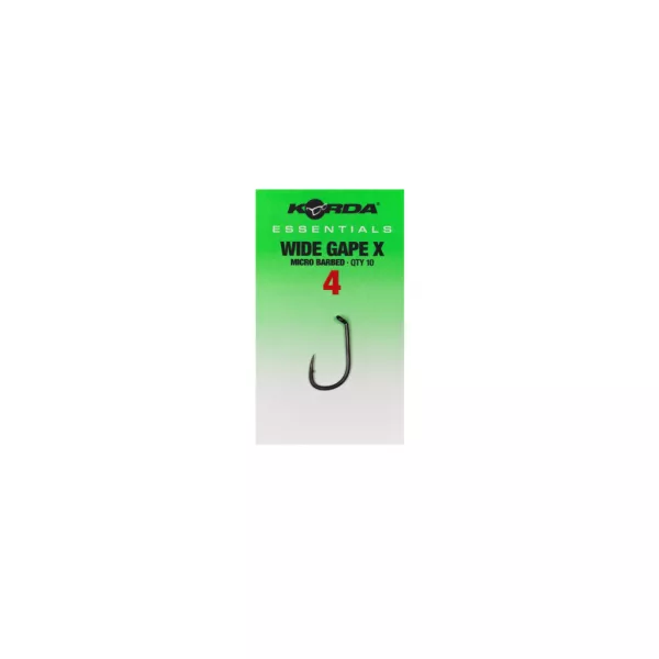 Korda Essentials Wide Gape X 4 Füles, Szakállas Horog 10db