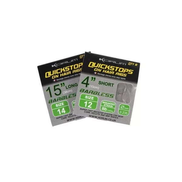 Korum Hair Rigs With Quickstops 15 Taille 14 Hameçon monté monofil