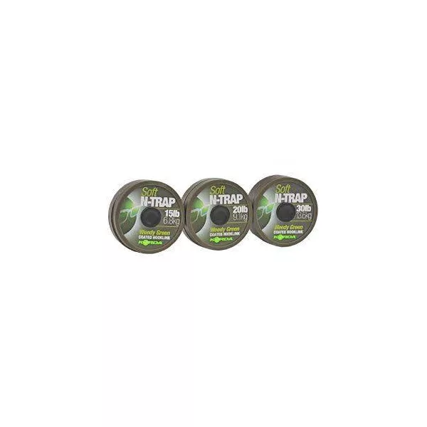 Korda N-Trap Soft 15lb Weedy Green - ligne de bas de ligne à carpe