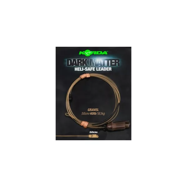 Korda - Dark Matter Leader Heli Safe Gravel 40lb 50cm bas de ligne pour montage hélicoptère