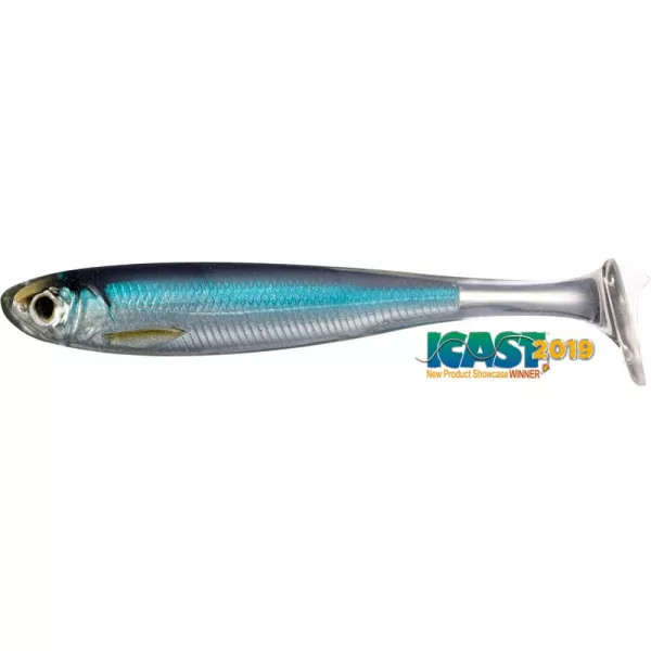 Livetarget Slow-Roll Shiner Paddle Tail Swimbait Argent/Bleu 8,5cm leurre souple 4 pièces
