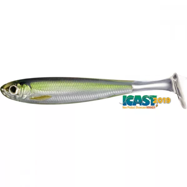 Livetarget Slow-Roll Shiner Paddle Tail Silver/Green 10cm Leurre souple 4pcs
