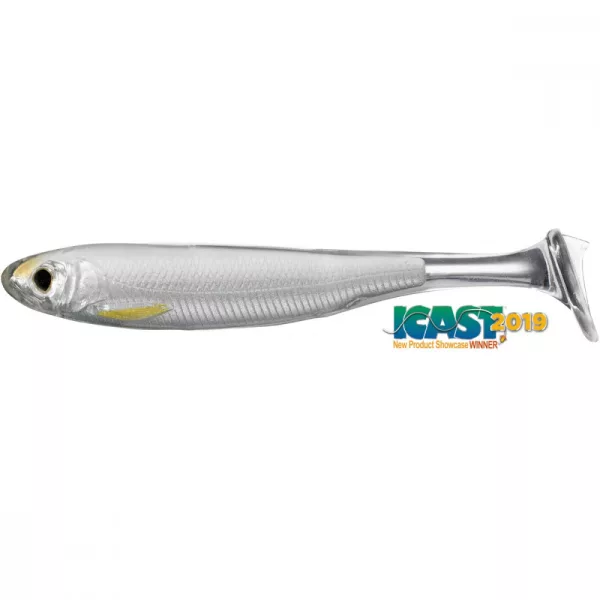 Livetarget Slow-Roll Shiner Paddle Tail Silver/Pearl 10cm Leurre souple 4pcs