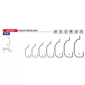  Mustad Assault Finesse Titanx 1 Hameçon offset à œillet et barbelé 8pcs
