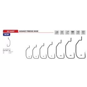   Mustad Assault Finesse Titanx 2 Hameçon offset à œillet et barbelé 8pcs