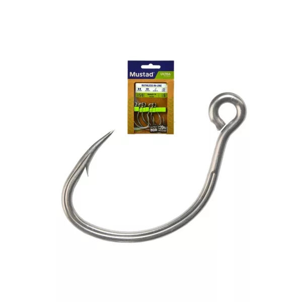 Mustad Ruthless En Ligne Titan Acier 2 Hameçon à œillet et ardillon 6 pièces