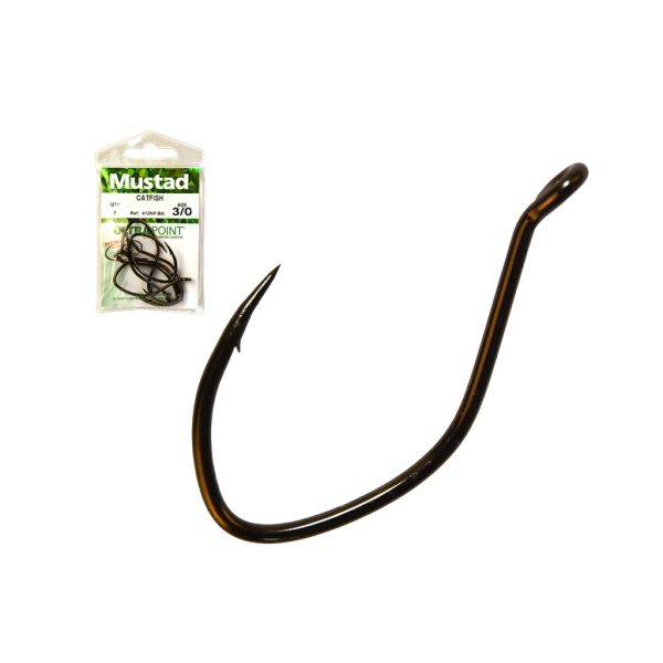 Mustad Ultra NP Single Catfish Black Nickel 4/0 Hameçon à Œillet, Barbelé 6pcs