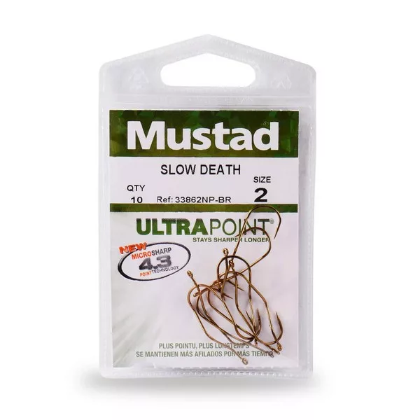 Mustad Aberdeen Slow Death BR 4 Hameçon à Œillet, Barbelé 10pcs