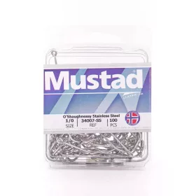   Mustad O'Shaughnessy Acier inoxydable 7/0 Hameçon à œillet, à ardillon 3db