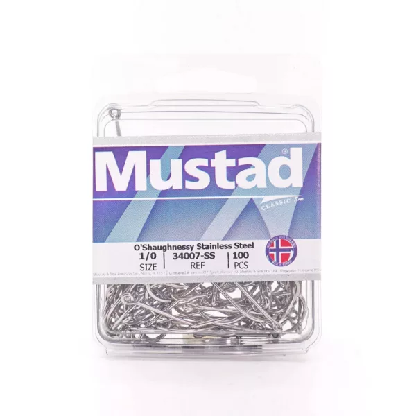 Mustad O'Shaughnessy Acier inoxydable 7/0 Hameçon à œillet, à ardillon 3db
