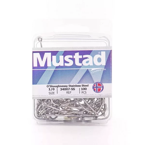 Mustad O'Shaughnessy Acier inoxydable 4/0 Hameçon à œillet, barbelé 25 pièces