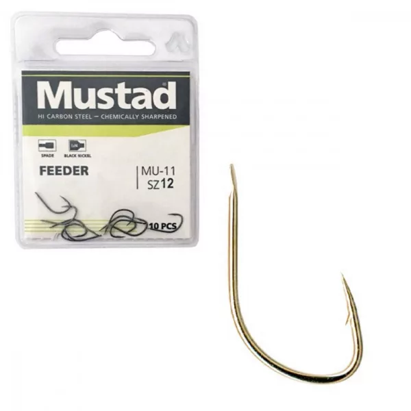 Mustad Ultra NP Feeder 12 Hameçon à carpe barbelé à palette 10 pièces