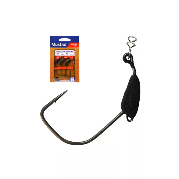 Mustad Infiltrator Weighted 10gr 8/0 Súlyozott Offset Horog 2db