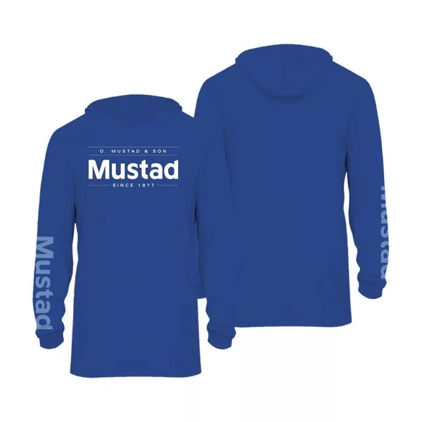 Mustad Blue Brand Longsleeve UV With Hood M T-shirt à Manches Longues à Capuche