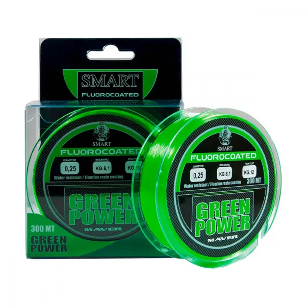 Maver Monofil, Vert Power Fluorine 300m 0,300mm Ligne principale monofilament