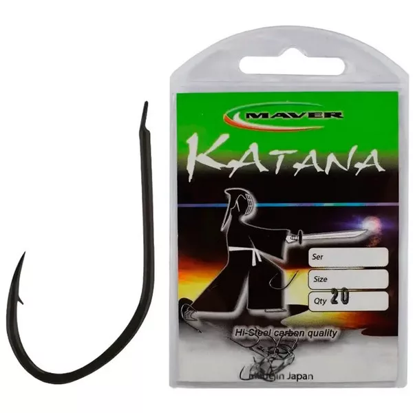Mave Katana Black Nickelled Flatted 14 Hameçons Carp Boilie Barbés, 20 pièces