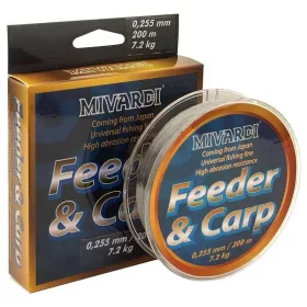   Mivardi Carpe&Feeder 0,185mm 200m Brun foncé Ligne principale monofilament