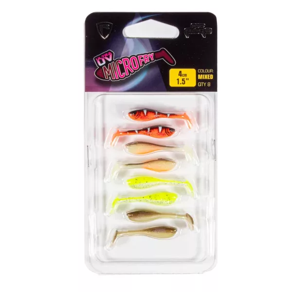 Fox Rage Micro Fry UV Mixed Colour Pack 4cm Leurre en plastique 8pcs