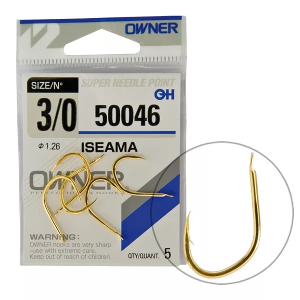 Owner Iseama Gold 50046 4 Hameçon pour carpe à palette, barbelé 10 pces