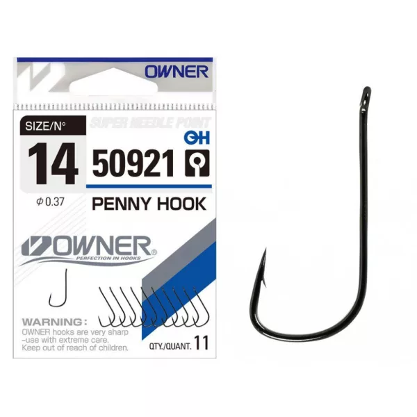 Owner 50921 Penny Hook 08 Hameçon à brème à œillet et ardillon 10 pièces
