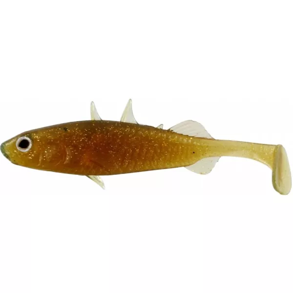 WESTIN Stanley the Stickleback Shadtail 5,5cm 1,5g Motoroil Gold 6 pièces Leurre en plastique