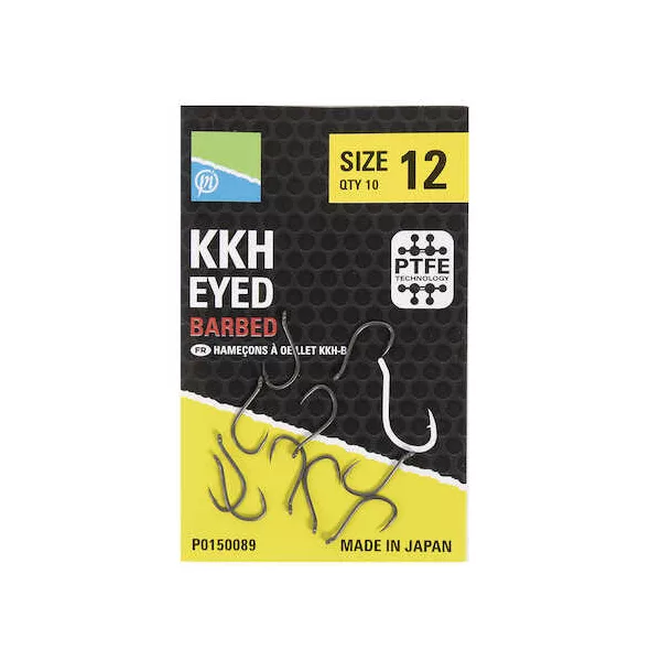 Preston KKH Barbed 12 Hameçon à œillet, avec ardillon 10 pièces