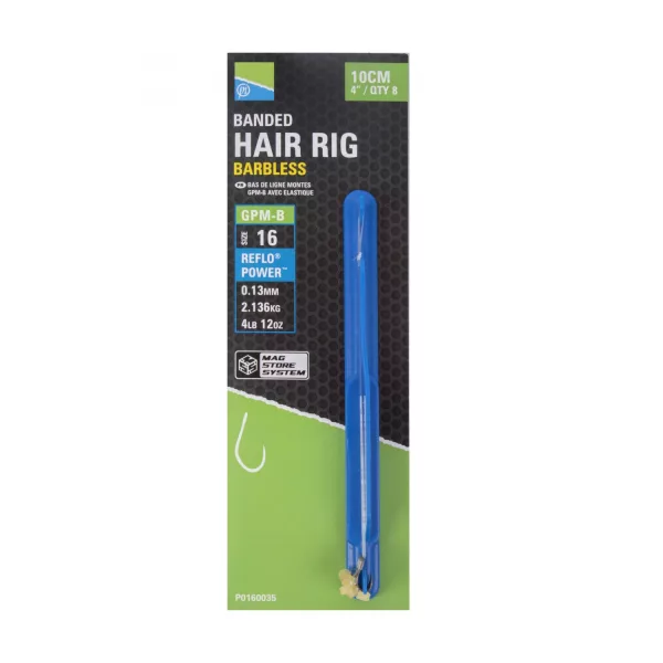 Preston GPMB Banded Hair Rigs 10cm 14 GPMB Bas de ligne monté en Monofil