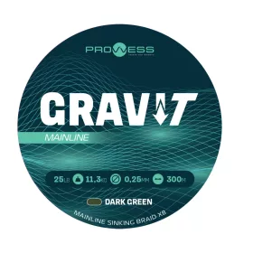   Prowess Gravi-T Mainline Braid X8 Vert foncé Coulant 0,30mm 300m Fil principal tressé